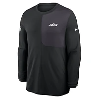T-shirt Nike vert à manches longues pour homme, coupe coach UV Dri-FIT, New York Jets
