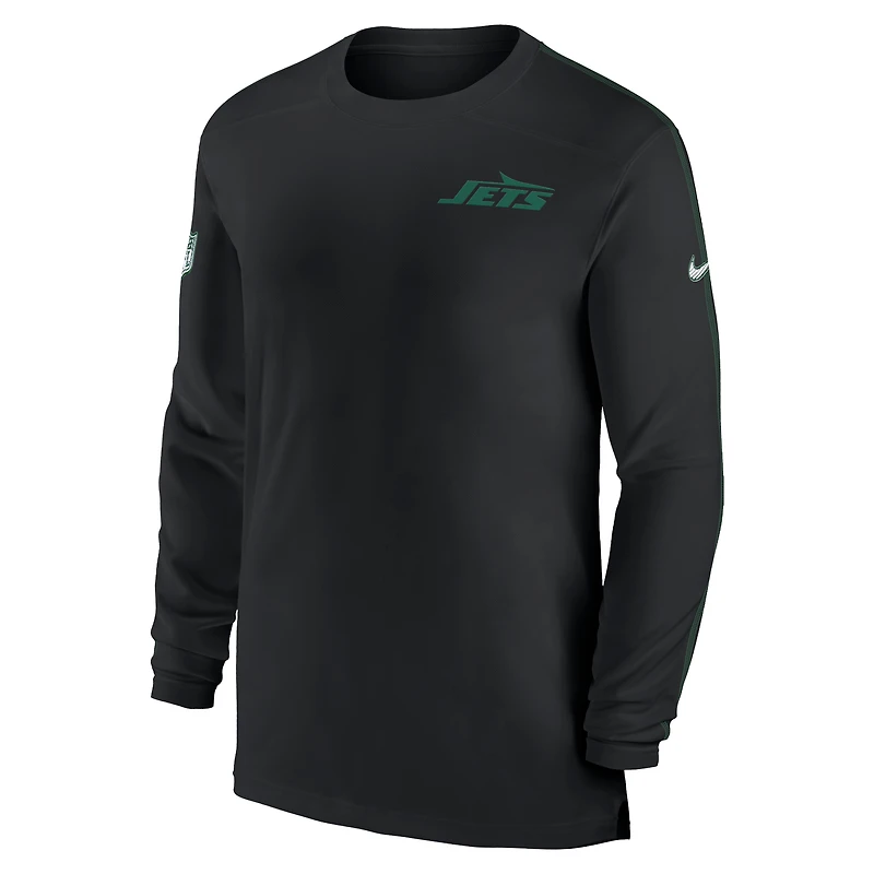 Men's Nike Black New York Jets Sideline Coach UV Performance Long Sleeve T-Shirt