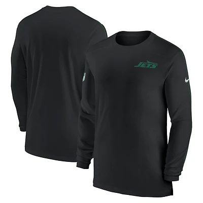 Men's Nike Black New York Jets Sideline Coach UV Performance Long Sleeve T-Shirt