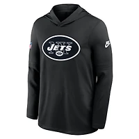 Men's Nike Black New York Jets Sideline Pass Accuracy Dri-FIT Long Sleeve Hoodie T-Shirt