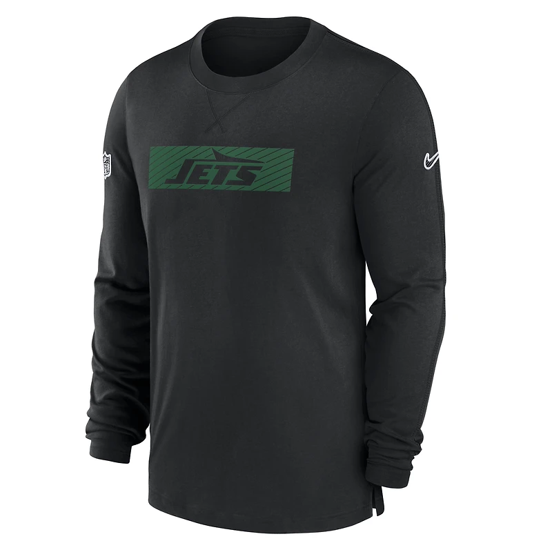 T-shirt à manches longues Nike New York Jets Sideline Player Performance pour homme, noir