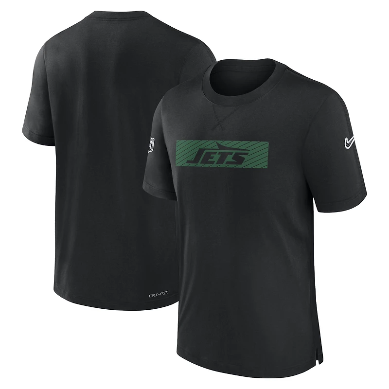 T-shirt de performance Nike noir pour homme New York Jets Sideline Player