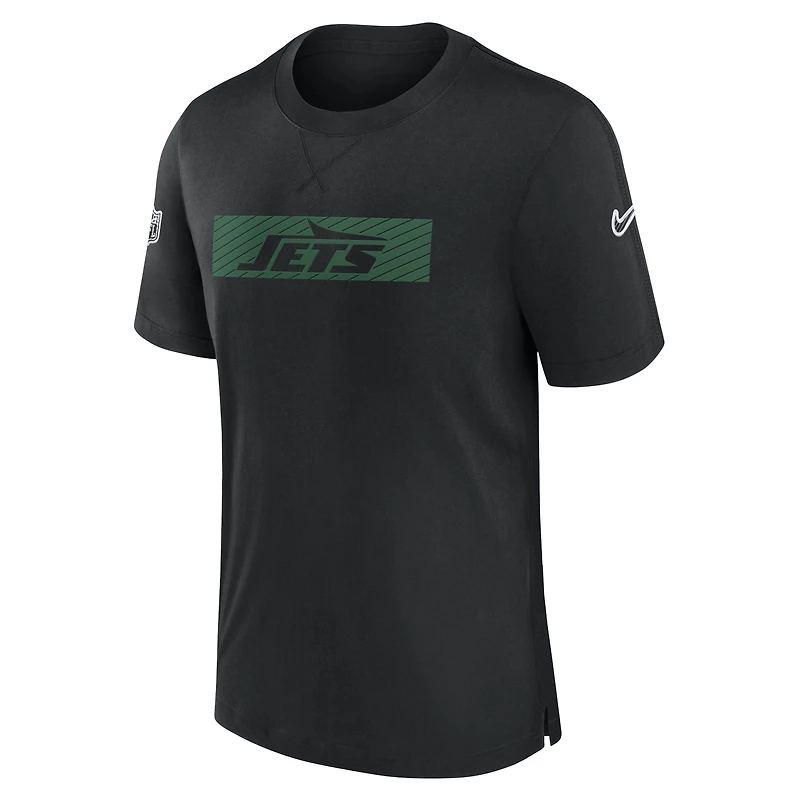 T-shirt de performance Nike noir pour homme New York Jets Sideline Player