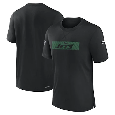 T-shirt de performance Nike noir pour homme New York Jets Sideline Player