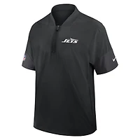 Veste d'entraîneur Nike noire à manches courtes et fermeture éclair quart de tour pour homme des New York Jets