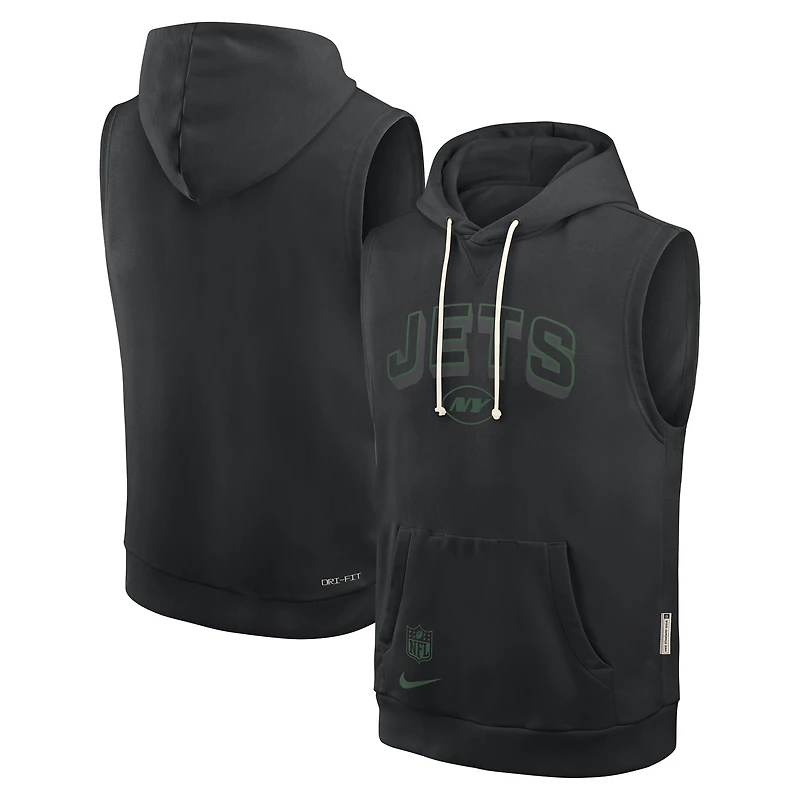 Men's Nike Black New York Jets Sideline Standard Issue Dri-FIT Sleeveless Hoodie