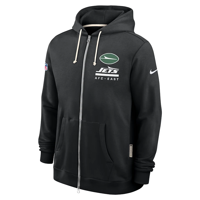 Sweat à capuche Nike noir fermeture éclair intégrale pour homme, modèle standard des New York Jets, utilitaire, Dri-FIT