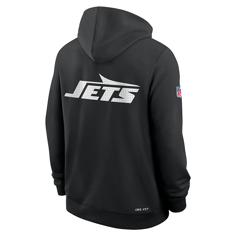 Sweat à capuche Nike noir fermeture éclair intégrale pour homme, modèle standard des New York Jets, utilitaire, Dri-FIT