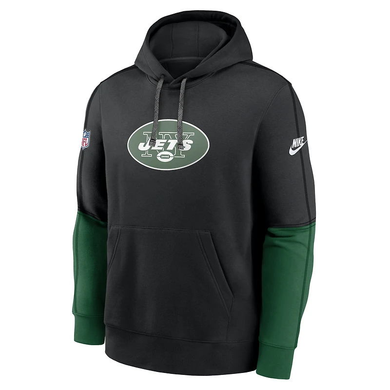Men's Nike Black New York Jets Throwback Logo Club Tri-Blend Pullover Hoodie