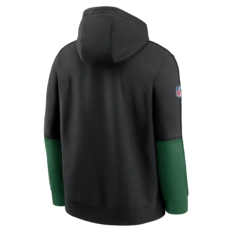 Sweat à capuche Nike noir New York Jets Throwback Logo Club Tri-Blend pour homme