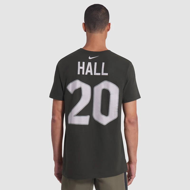 T-shirt Nike Breece Hall Gotham Green pour homme, collection Rivalités 2025 des New York Jets, avec nom et numéro de joueur