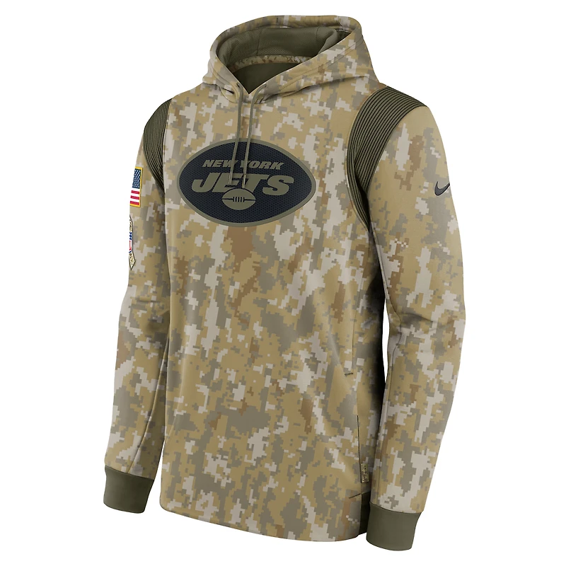Sweat à capuche Nike Camo New York Jets Salute To Service Therma Performance pour hommes
