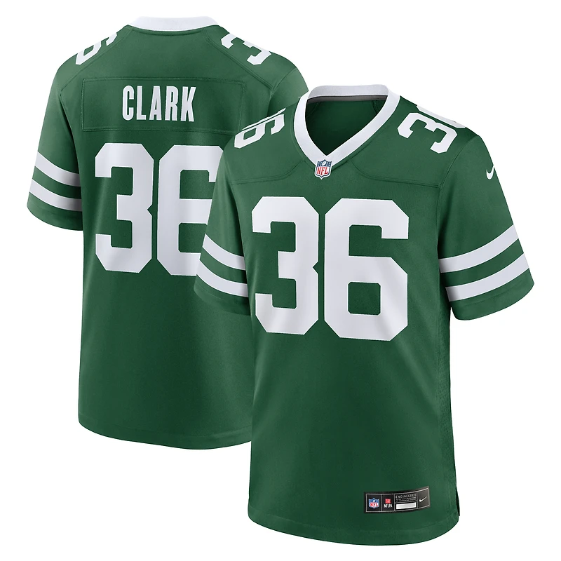 Maillot de match Nike Chuck Clark Legacy Green New York Jets pour homme