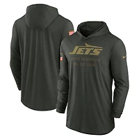 Men's Nike Forest Green New York Jets 2025 Salute to Service Sideline Dri-FIT Lightweight Hooded Pullover