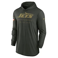 Men's Nike Forest Green New York Jets 2025 Salute to Service Sideline Dri-FIT Lightweight Hooded Pullover