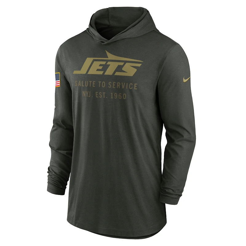 Men's Nike Forest Green New York Jets 2025 Salute to Service Sideline Dri-FIT Lightweight Hooded Pullover