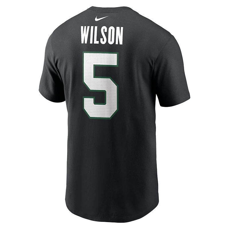 Men's Nike Garrett Wilson Black New York Jets Name & Number T-Shirt