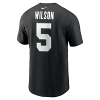 Men's Nike Garrett Wilson Black New York Jets Name & Number T-Shirt
