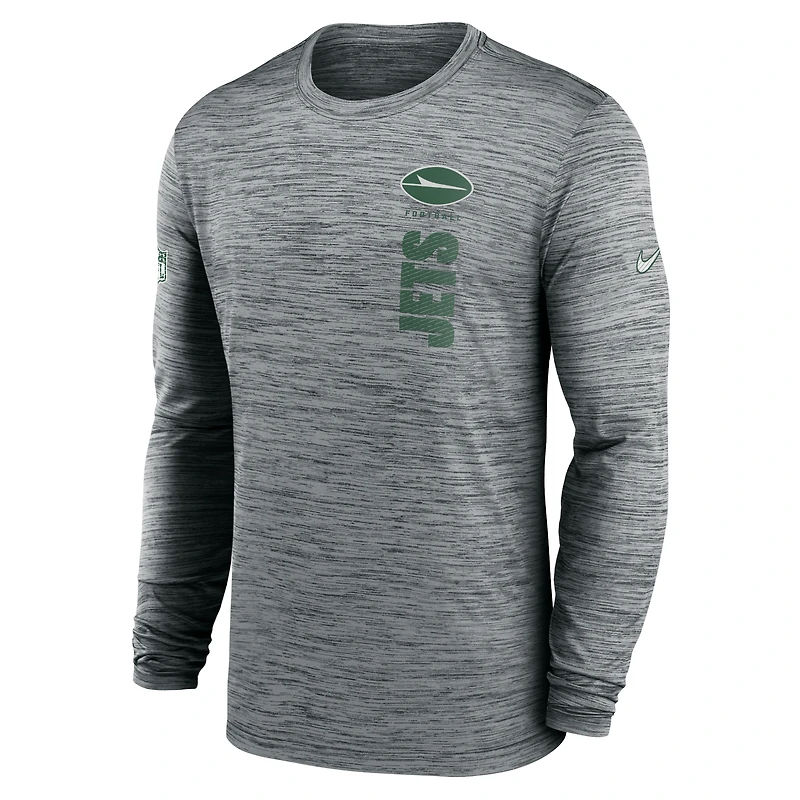 Men's Nike Gray New York Jets 2024 Sideline Velocity Performance Long Sleeve T-Shirt
