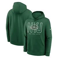Men's Nike Green New York Jets Busted Play Club Fleece Pullover Hoodie