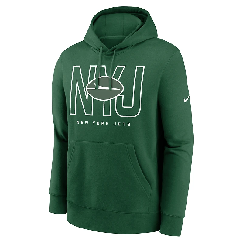 Men's Nike Green New York Jets Busted Play Club Fleece Pullover Hoodie