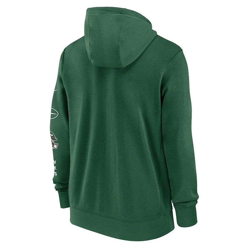 Sweat à capuche entièrement zippé Nike Green New York Jets Primetime Club pour homme
