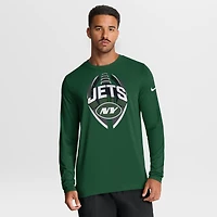 T-shirt Nike vert à manches longues pour homme, Primetime Legend Icon Performance des New York Jets