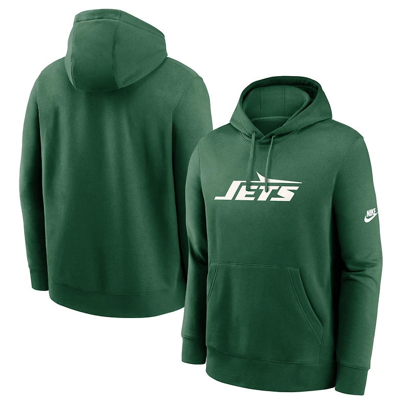 Men's Nike Kelly Green New York Jets Rewind Club Logo Pullover Hoodie