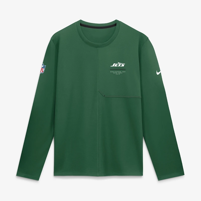 Men's Nike  Green New York Jets Sideline Coaches UV Dri-FIT Long Sleeve Shirt