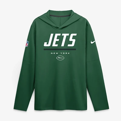 Men's Nike  Green New York Jets Sideline Lightweight Long Sleeve Hooded Dri-FIT Top