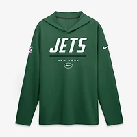 Men's Nike  Green New York Jets Sideline Lightweight Long Sleeve Hooded Dri-FIT Top