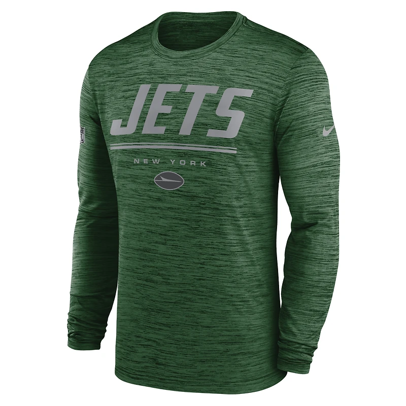 T-shirt à manches longues Nike Green New York Jets Sideline Offensive Transition Velocity Dri-FIT pour homme