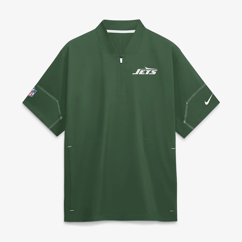 Men's Nike Green New York Jets Sideline Short Sleeve Quarter-Zip Coaches Jacket