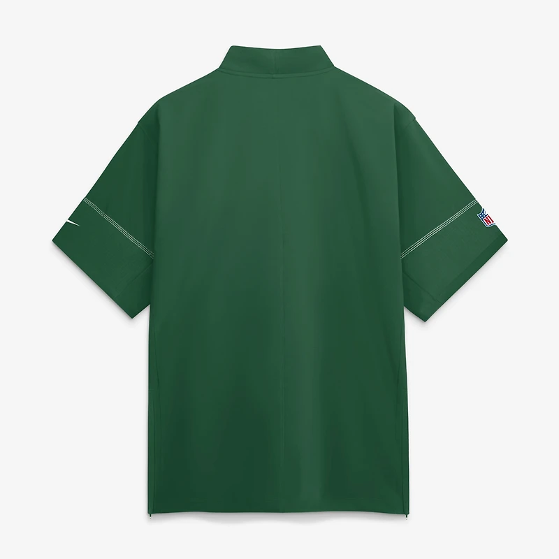 Men's Nike Green New York Jets Sideline Short Sleeve Quarter-Zip Coaches Jacket