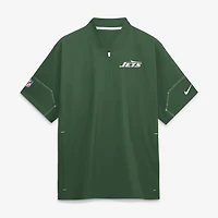 Veste d'entraîneur Nike verte New York Jets Sideline à manches courtes et fermeture éclair au quart pour homme