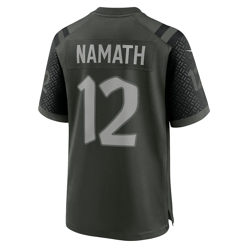 Maillot Nike Joe Namath Gotham Green pour homme, joueur retraité, collection Rivalries 2025, des New York Jets