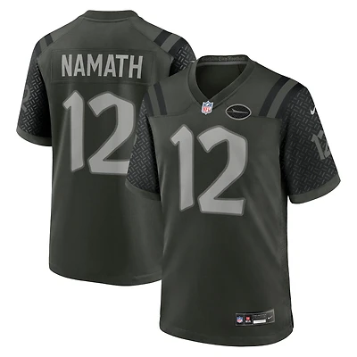 Maillot Nike Joe Namath Gotham Green pour homme, joueur retraité, collection Rivalries 2025, des New York Jets