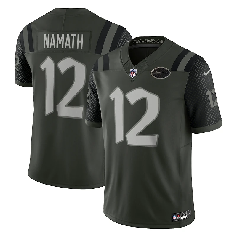 Men's Nike Joe Namath Gotham Green New York Jets 2025 Rivalries Collection Stitched Limited Jersey