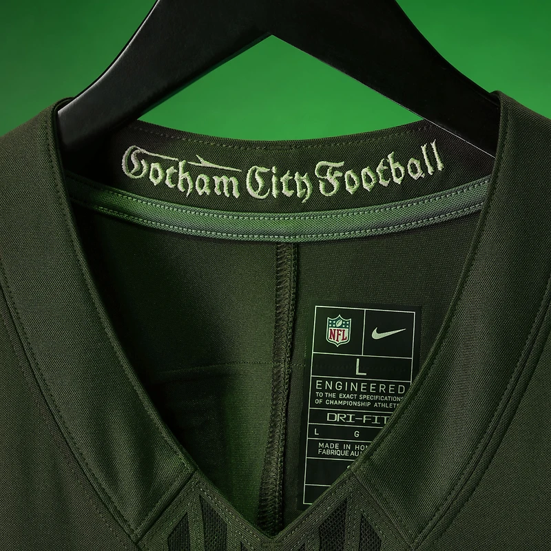 Maillot Nike Joe Namath Gotham Green New York Jets Collection Rivalités 2025 pour homme, édition limitée cousue