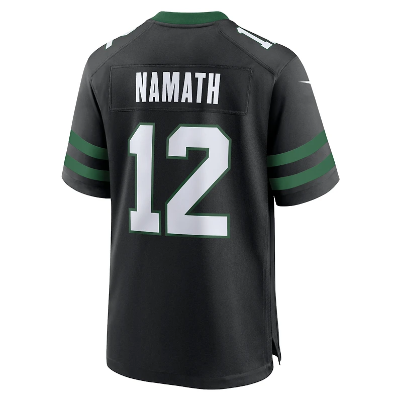 Maillot de match joueur retraité alternatif des New York Jets Nike Joe Namath Legacy noir pour homme