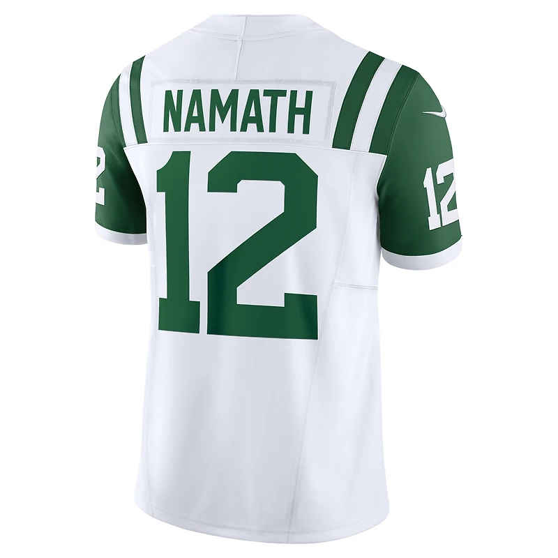 Nike Joe Namath pour hommes Blanc New York Jets Classic Alternate Vapor F.U.S.E. Maillot limité de joueur retraité