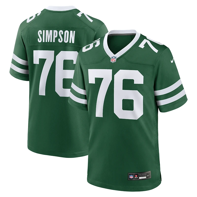 Maillot de match Nike John Simpson Legacy vert New York Jets pour homme