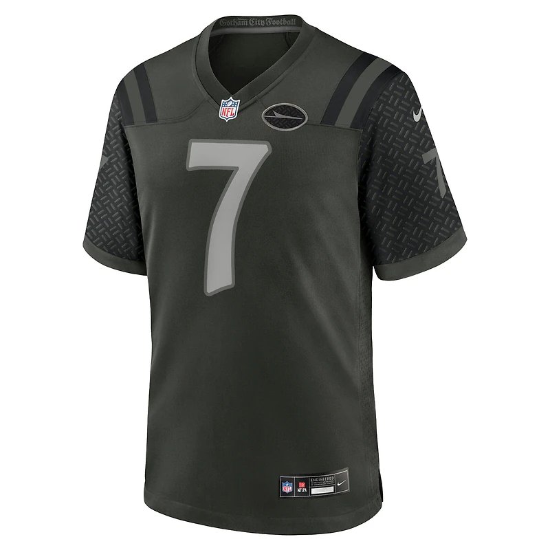 Men's Nike Justin Fields Gotham Green New York Jets 2025 Rivalries Collection Game Jersey