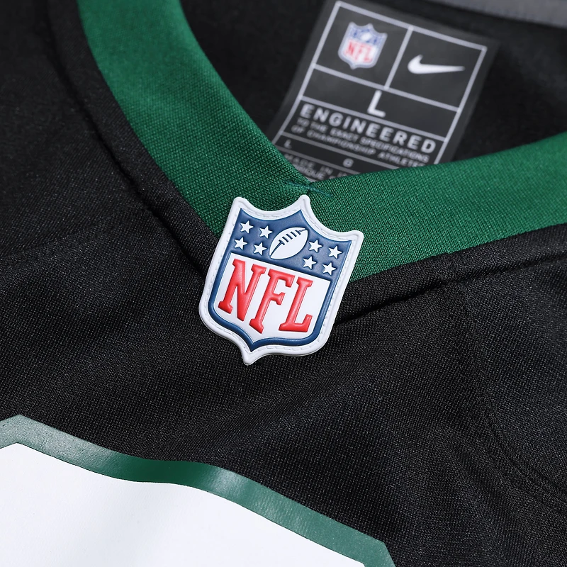 Maillot Nike Justin Fields Stealth noir pour homme des New York Jets