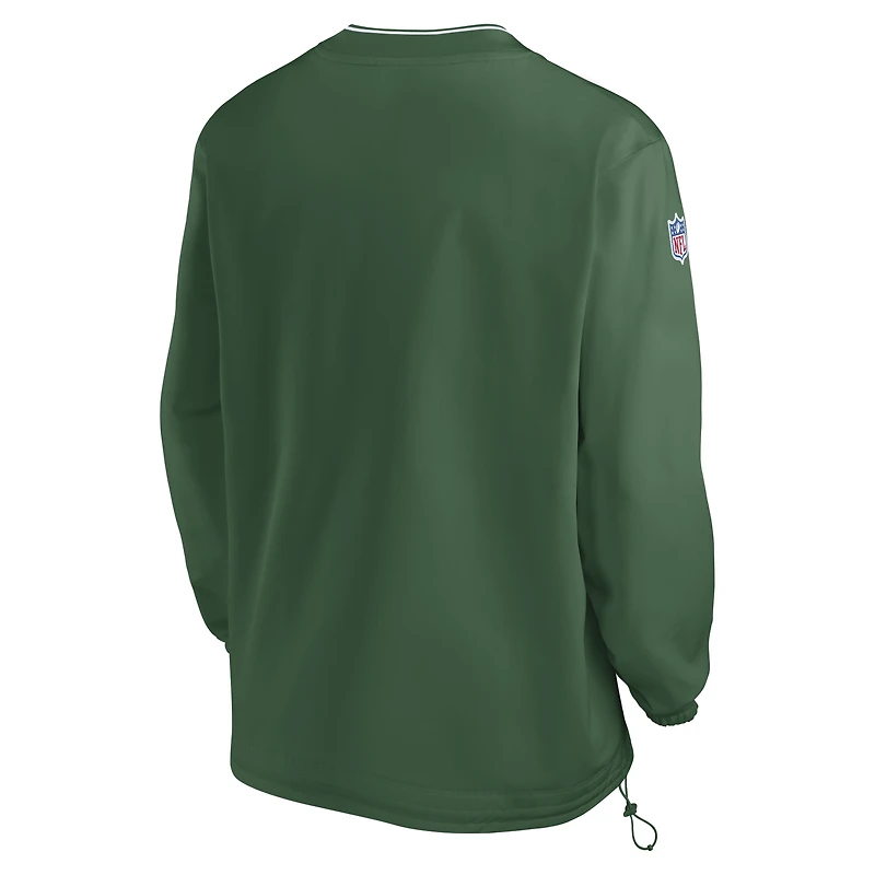 Coupe-vent à manches longues et col en V avec logo rétro des New York Jets 2024 de Nike Kelly Green pour homme