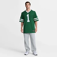 Men's Nike Number 1 Groom Legacy Green New York Jets Game Jersey