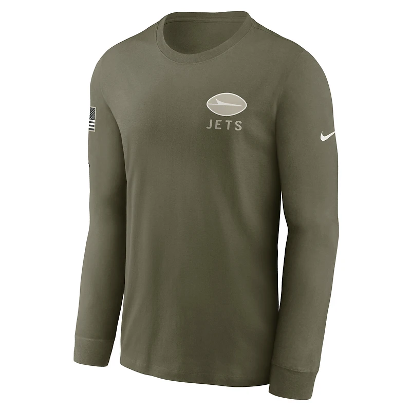 Men's Nike Olive New York Jets 2025 Salute to Service Sideline Long Sleeve T-Shirt