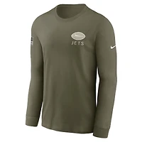 Men's Nike Olive New York Jets 2025 Salute to Service Sideline Long Sleeve T-Shirt