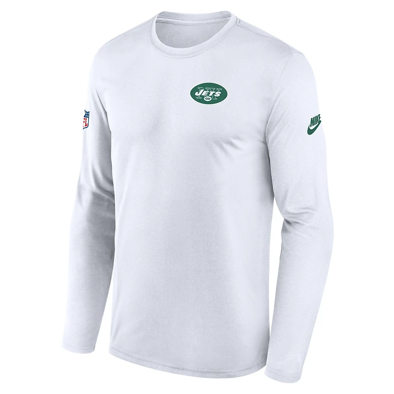 Men's Nike White New York Jets Legend Small Logo Dri-FIT Long Sleeve T-Shirt