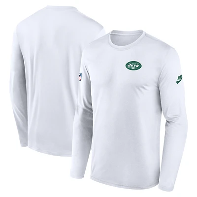 Men's Nike White New York Jets Legend Small Logo Dri-FIT Long Sleeve T-Shirt